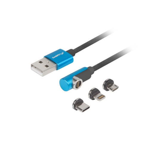 Кабел Lanberg 3in1 USB-A  - CA-3IN1-21CU-0010-BL