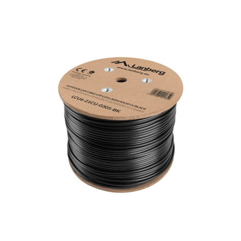 Кабел Lanberg LAN cable CAT.6 UTP 305m solid outdoor CU - LCU6-21CU-0305-BK