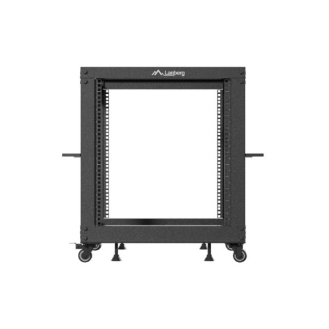 Комуникационен шкаф Lanberg open rack 19" 12U 600x600-1100 adjustable black - OR01-6112-B