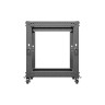 Комуникационен шкаф Lanberg open rack 19" 12U 600x600-1100 adjustable black - OR01-6112-B
