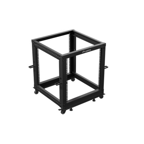 Комуникационен шкаф Lanberg open rack 19" 12U 600x600-1100 adjustable black - OR01-6112-B