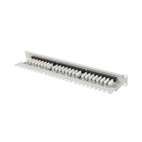 Пач панел Lanberg patch panel 24 port 1U 19" CAT.6a utp with cable organizer grey - PPUA-1124-S