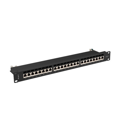 Пач панел Lanberg patch panel 24 port 1U 19" CAT.7 ftp with cable organizer shielded black - PPS7-1024-B
