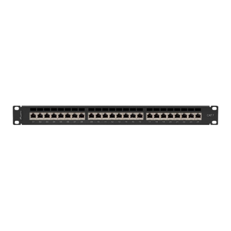 Пач панел Lanberg patch panel 24 port 1U 19" CAT.7 ftp with cable organizer shielded black - PPS7-1024-B