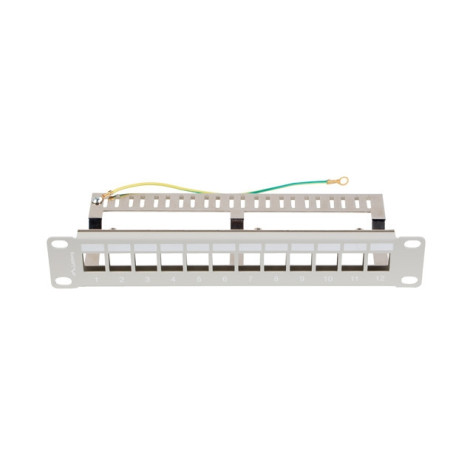 Пач панел Lanberg patch panel blank 12 port 1U 10" ftp for keystone modules grey v2 - PPKS-9212-S