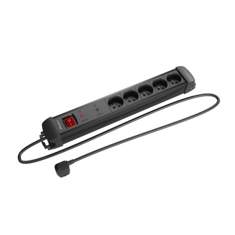 Разклонител Lanberg Surge Protector SP1 5M 5 x French Outlets Black - SP1-05E-0500-BK