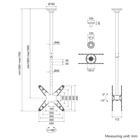 Стойка Neomounts Back to Back Screen Ceiling Mount  - FPMA-C340DBLACK