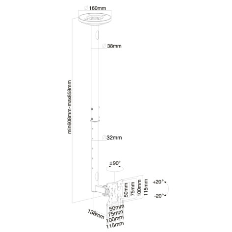 Стойка Neomounts Flat Screen Ceiling Mount  - FPMA-C050BLACK