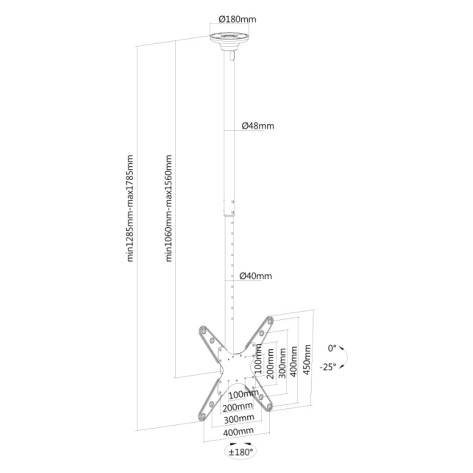 Стойка Neomounts Flat Screen Ceiling Mount  - FPMA-C340BLACK