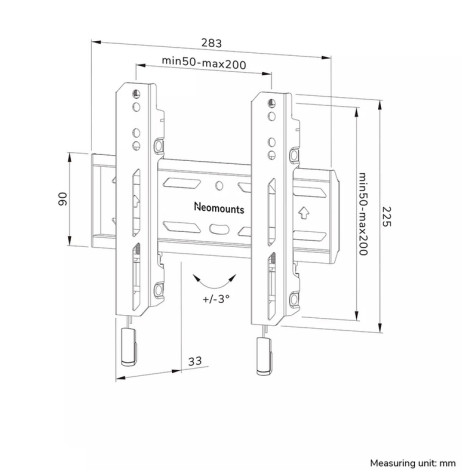 Стойка Neomounts Level-850 TV mount wall 24-65" - fixed - lockable - fast installation - WL30S-850BL12