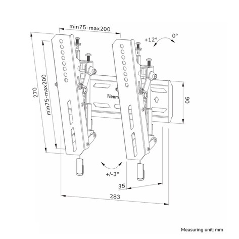 Стойка Neomounts Level-850 TV mount wall 24-65" - tiltable - lockable - fast installation - WL35S-850BL12