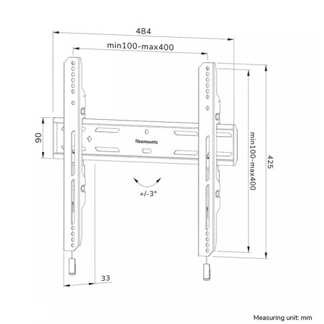 Стойка Neomounts Level-850 TV mount wall 40-75" - fixed - lockable - fast installation - WL30S-850BL14
