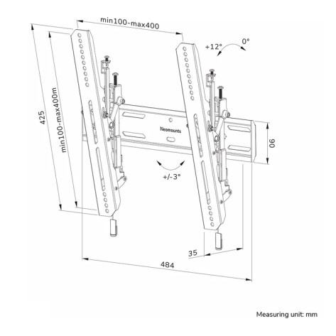 Стойка Neomounts Level-850 TV mount wall 40-75" - tiltable - lockable - fast installation - WL35S-850BL14