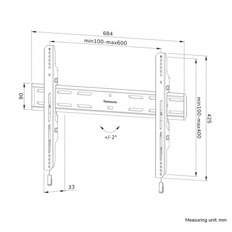 Стойка Neomounts Level-850 TV mount wall 42-86" - fixed - lockable - fast installation - WL30S-850BL16