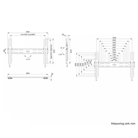Стойка Neomounts Level-850 TV mount wall 42-86" - tiltable - lockable - fast installation - WL35S-850BL16