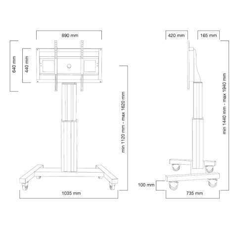 Стойка Neomounts Motorised Mobile Floor Stand - VESA 200x200 up to 800x600 - PLASMA-M2500BLACK