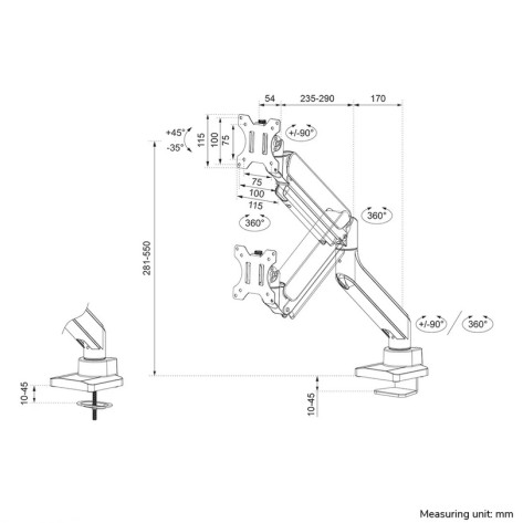 Стойка Neomounts Next Core Desk Mount 1 screen  - DS70-450BL1