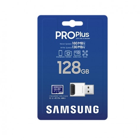 Памет Samsung 128GB micro SD Card PRO Plus with USB Reader - MB-MD128SB/WW