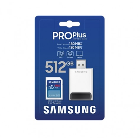 Памет Samsung 512GB SD PRO Plus + USB Reader - MB-SD512SB/WW