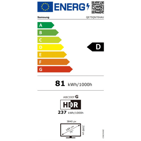 Телевизор Samsung 75" 75QN70H QLED UHD 4K Quantum Mini LED AI Smart 50Hz 2026 Black - QE75QN70HAUXXH