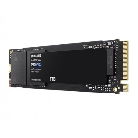 Твърд диск Samsung SSD 990 EVO 1TB PCIe 4.0 NVMe 2.0 M.2 V-NAND TLC, 256-bit Encryption, Read 5000 MB/s Write 4200 MB/s - MZ-V9E1T0BW