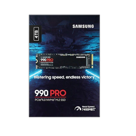 Твърд диск Samsung SSD 990 PRO 4TB PCIe 4.0 NVMe 2.0 M.2 V-NAND 3-bit MLC - MZ-V9P4T0BW
