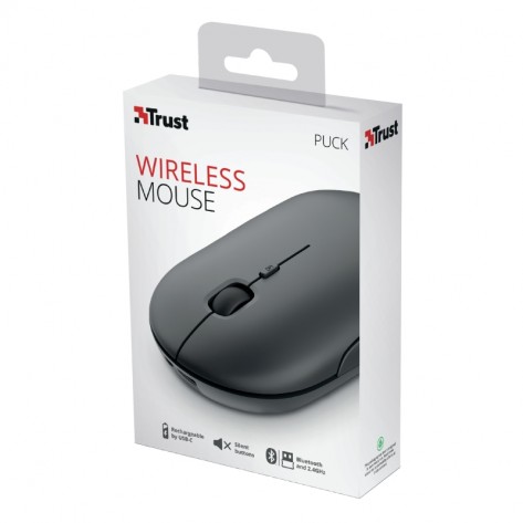 Мишка TRUST Puck Wireless & BT Rechargeable Mouse Black - 24059