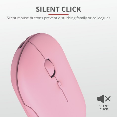 Мишка TRUST Puck Wireless & BT Rechargeable Mouse Pink - 24125