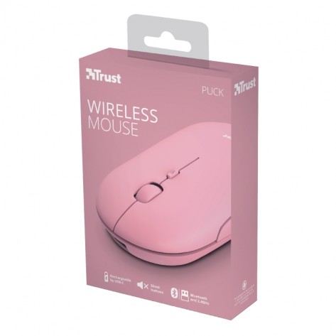 Мишка TRUST Puck Wireless & BT Rechargeable Mouse Pink - 24125