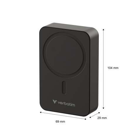 Външна батерия Verbatim Charge 'n' Go Essentials Power Bank Magnetic Wireless 20000mAh Black - 32223