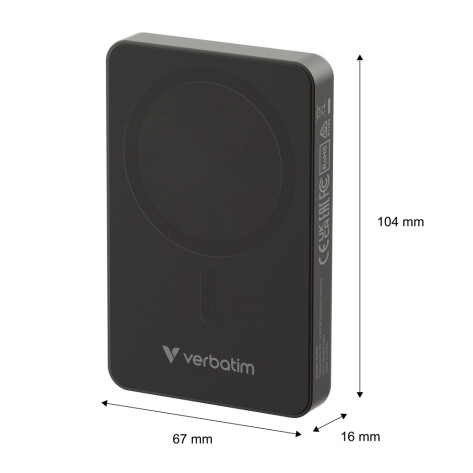 Външна батерия Verbatim Charge 'n' Go Essentials Power Bank Magnetic Wireless 10000mAh Black - 32227