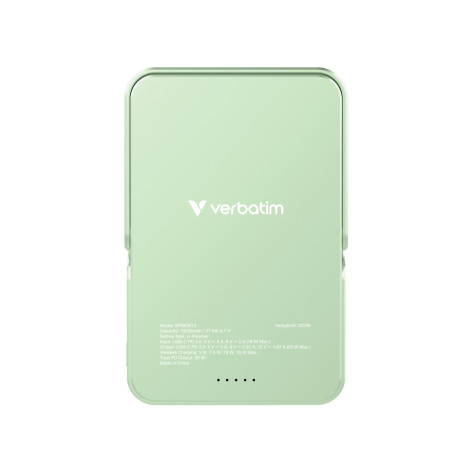 Външна батерия Verbatim Charge 'n' Go Power Bank with Stand Magnetic Wireless 10000mAh Green - 32259