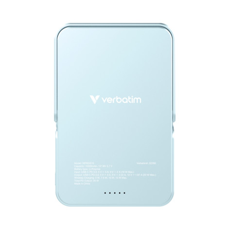 Външна батерия Verbatim Charge 'n' Go Power Bank with Stand Magnetic Wireless 10000mAh Blue - 32266