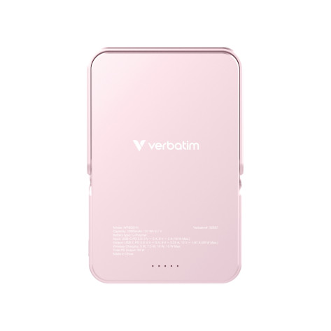 Външна батерия Verbatim Charge 'n' Go Power Bank with Stand Magnetic Wireless 10000mAh Pink - 32267