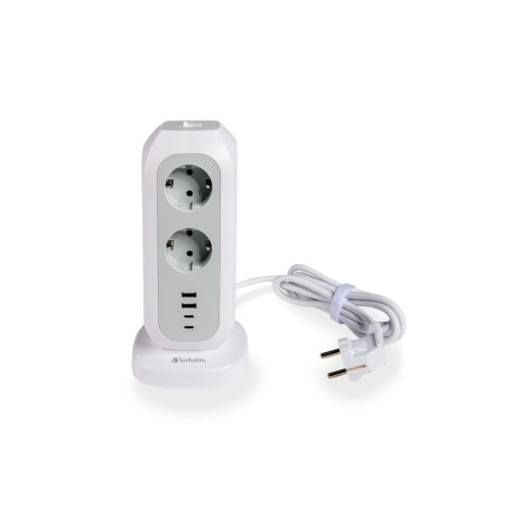 Разклонител Verbatim EUPT-01 EU Power Tower 11 AC with 2 x USB-C  - 49547