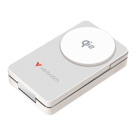 Външна батерия Verbatim Foldable 3-in-1 Qi2 Magnetic Wireless Power Bank 10000 mAh White - 32296