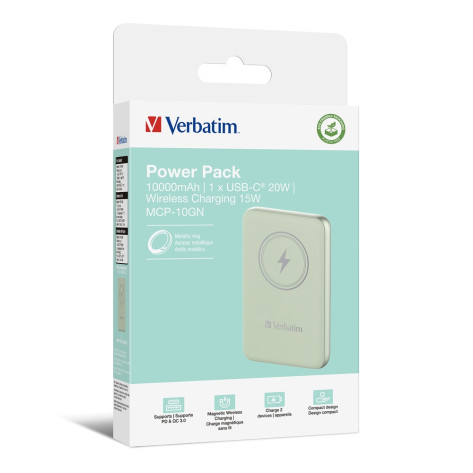 Външна батерия Verbatim MCP-10GN Power Pack 10000 mAh with UBS-C PD 20W  - 32246