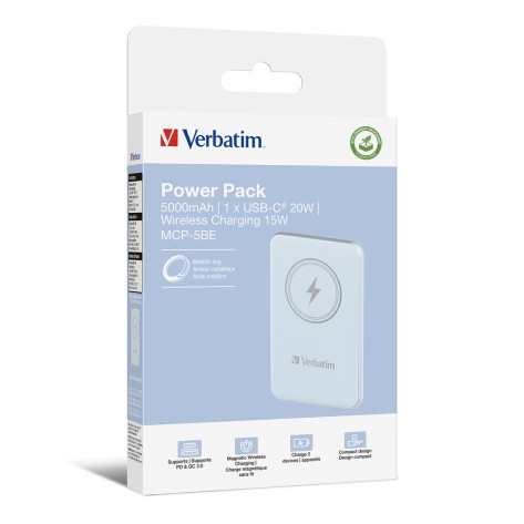 Външна батерия Verbatim MCP-5BE Power Pack 5000 mAh with UBS-C PD 20W  - 32242