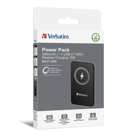Външна батерия Verbatim MCP-5BK Power Pack 5000 mAh with UBS-C PD 20W  - 32240