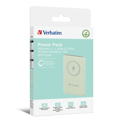 Външна батерия Verbatim MCP-5GN Power Pack 5000 mAh with UBS-C PD 20W  - 32241