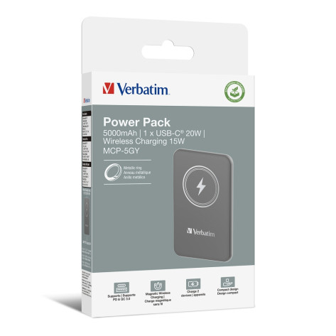 Външна батерия Verbatim MCP-5GY Power Pack 5000 mAh with UBS-C PD 20W  - 32244