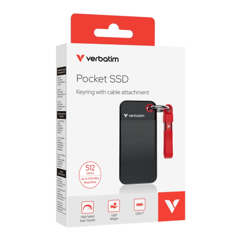 Твърд диск Verbatim Pocket SSD USB 3.2 Gen 2 512GB Black - 32284