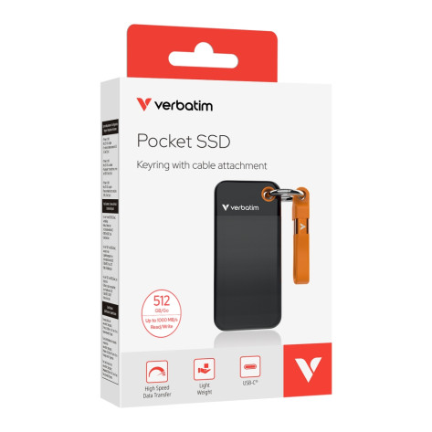 Твърд диск Verbatim Pocket SSD USB 3.2 Gen 2 512GB Black - 32285