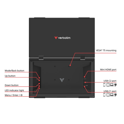 Монитор Verbatim Portable 15.6" Dual Monitor Essentials - 32403