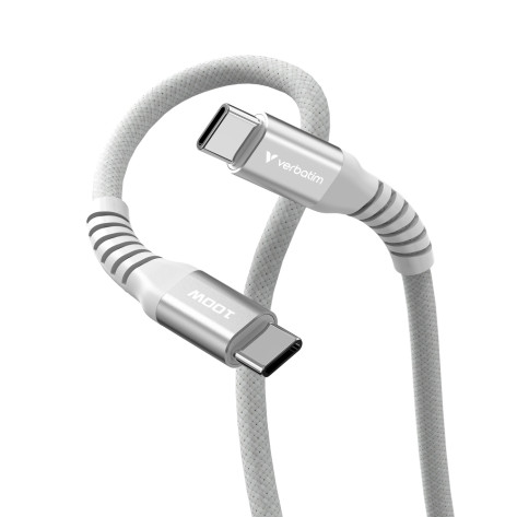Кабел Verbatim Sync & Charge USB-C to USB-C 100W Magnetic 120 cm - Grey - 31854