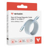 Кабел Verbatim Sync & Charge USB-C to USB-C 100W Magnetic 120 cm - Blue - 31856