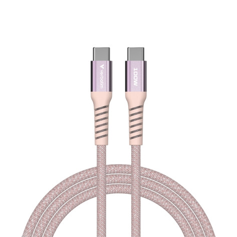 Кабел Verbatim Sync & Charge USB-C to USB-C 100W Magnetic 120 cm - Pink - 31857