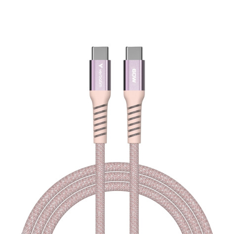 Кабел Verbatim Sync & Charge USB-C to USB-C 60W Magnetic 120 cm - Pink - 31853
