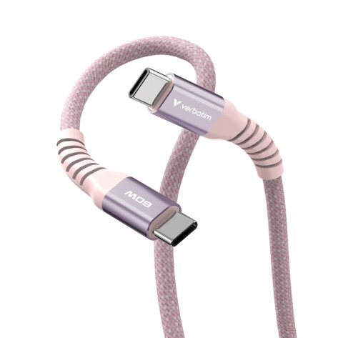 Кабел Verbatim Sync & Charge USB-C to USB-C 60W Magnetic 120 cm - Pink - 31853