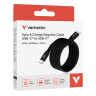 Кабел Verbatim Sync & Charge USB-C to USB-C 60W Magnetic 120 cm - Black - 31859
